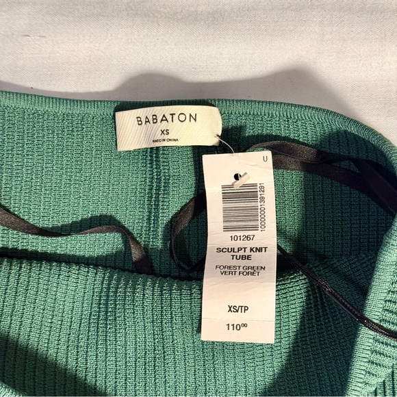 NWT Aritzia Babaton Strapless Sculpt Knit Dress in Forest Green - Picture 2 of 2